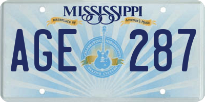 MS license plate AGE287