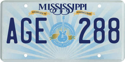 MS license plate AGE288