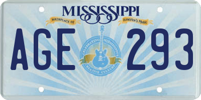 MS license plate AGE293