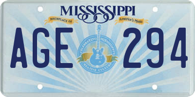 MS license plate AGE294