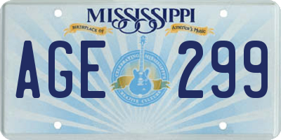 MS license plate AGE299
