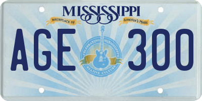 MS license plate AGE300