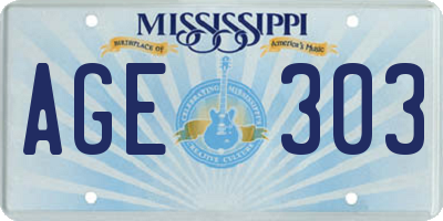 MS license plate AGE303