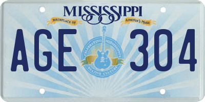 MS license plate AGE304