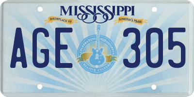 MS license plate AGE305