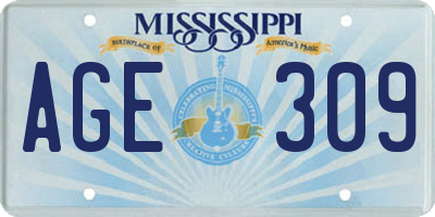 MS license plate AGE309