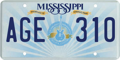 MS license plate AGE310