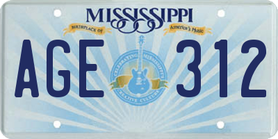 MS license plate AGE312