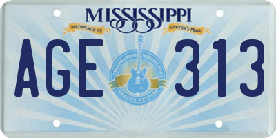 MS license plate AGE313
