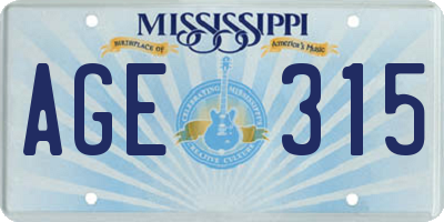 MS license plate AGE315