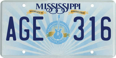 MS license plate AGE316