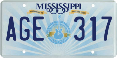 MS license plate AGE317