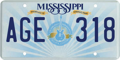 MS license plate AGE318