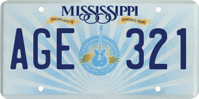 MS license plate AGE321