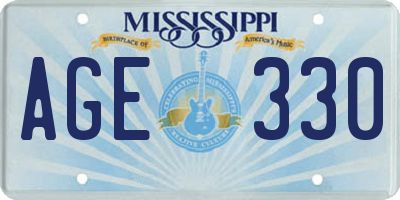 MS license plate AGE330