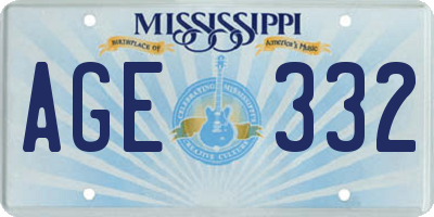 MS license plate AGE332