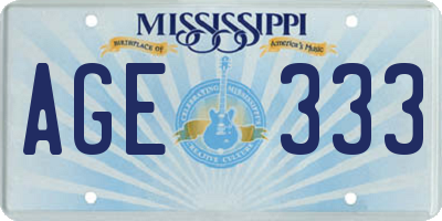 MS license plate AGE333