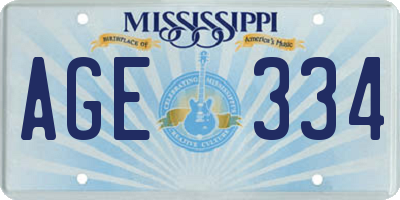 MS license plate AGE334
