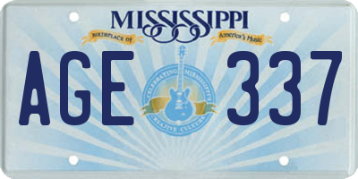MS license plate AGE337