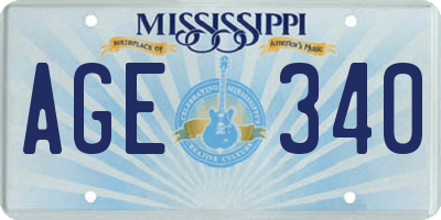 MS license plate AGE340
