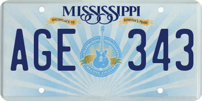 MS license plate AGE343