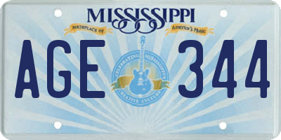 MS license plate AGE344