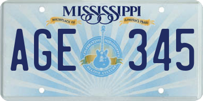 MS license plate AGE345