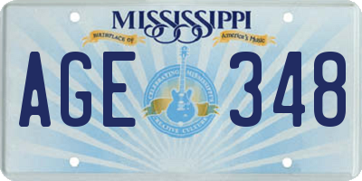 MS license plate AGE348