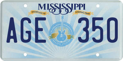MS license plate AGE350