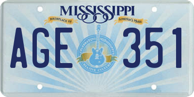 MS license plate AGE351