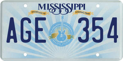 MS license plate AGE354