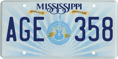 MS license plate AGE358