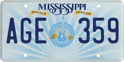 MS license plate AGE359