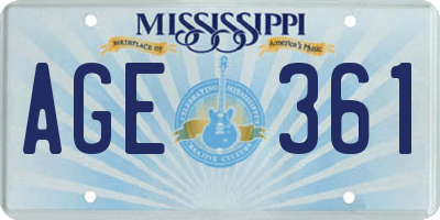 MS license plate AGE361