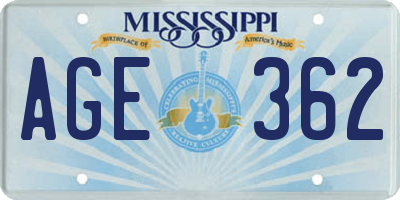 MS license plate AGE362