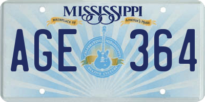 MS license plate AGE364
