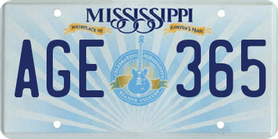 MS license plate AGE365