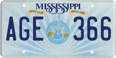 MS license plate AGE366