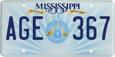 MS license plate AGE367