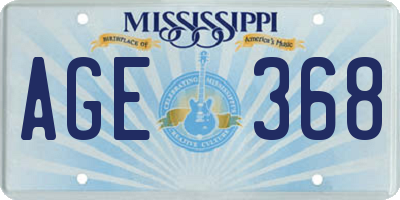 MS license plate AGE368