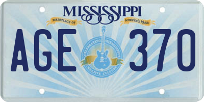 MS license plate AGE370