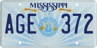 MS license plate AGE372