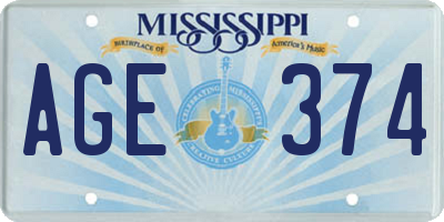 MS license plate AGE374