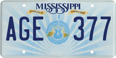 MS license plate AGE377