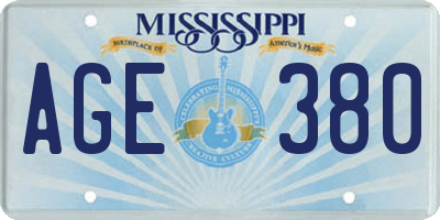 MS license plate AGE380