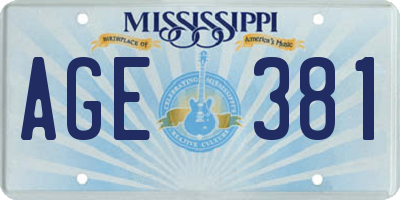 MS license plate AGE381