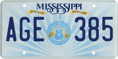MS license plate AGE385