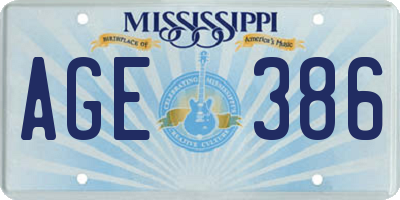MS license plate AGE386