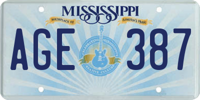 MS license plate AGE387