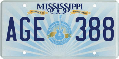MS license plate AGE388